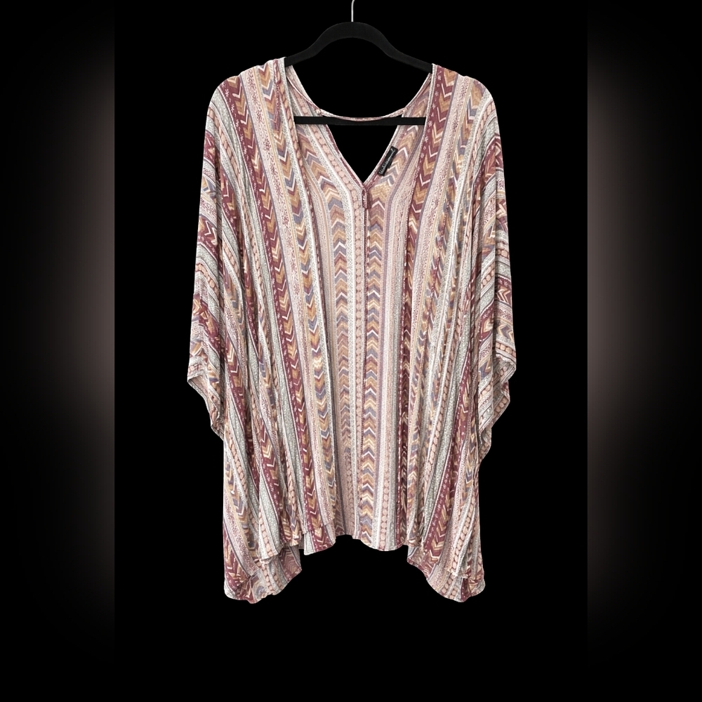Boho Chevron Kimono Tunic | Flowy Oversized Festival Top | S/M